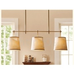 Designer Touch Decorative Country Retro 3 Light Copper Chandelier Light with Fabric Shade Lamp