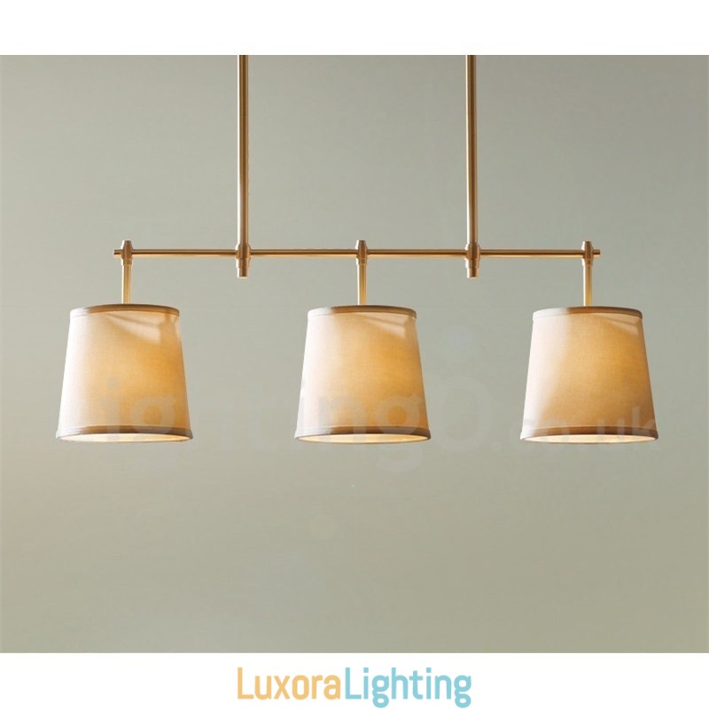 Designer Touch Decorative Country Retro 3 Light Copper Chandelier Light with Fabric Shade Lamp