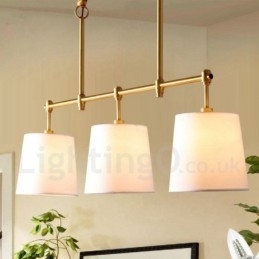 Designer Touch Decorative Country Retro 3 Light Copper Chandelier Light with Fabric Shade Lamp