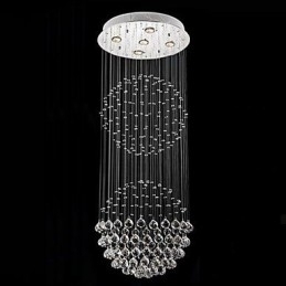 Designer Touch Decorative Pendant Light Modern Crystal Chandelier 5 Lights Silver Canpoy Clear Crystal Globe Ceiling Lamps Fixtures
