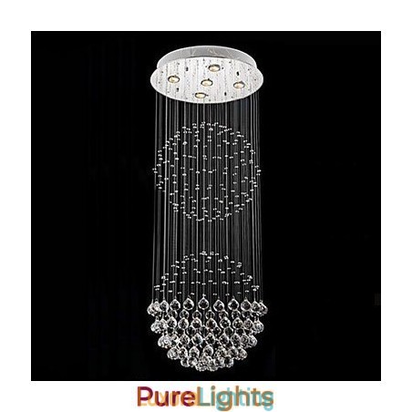 Designer Touch Decorative Pendant Light Modern Crystal Chandelier 5 Lights Silver Canpoy Clear Crystal Globe Ceiling Lamps Fixtures