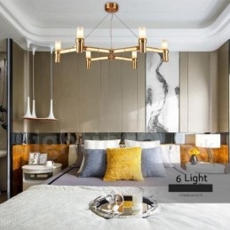Designer Touch Decorative 6 Light Single Tier Modern Contemporary Chandelier Lamp Light