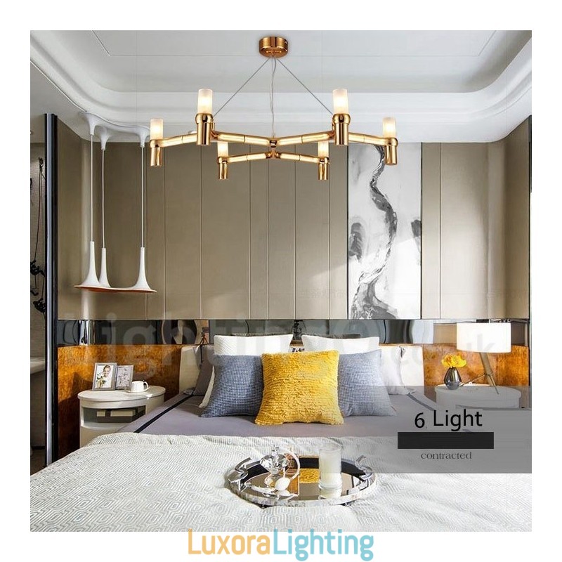 Designer Touch Decorative 6 Light Single Tier Modern Contemporary Chandelier Lamp Light