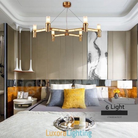 Designer Touch Decorative 6 Light Single Tier Modern Contemporary Chandelier Lamp Light