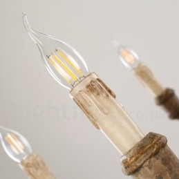 Designer Touch Decorative Country Vintage Wooden 6 Light Chandelier Light