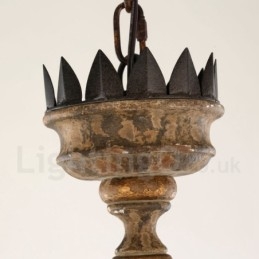 Designer Touch Decorative Country Vintage Wooden 6 Light Chandelier Light