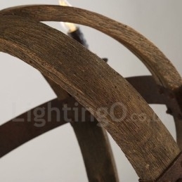 Designer Touch Decorative Country Vintage Wooden 6 Light Chandelier Lamp Light