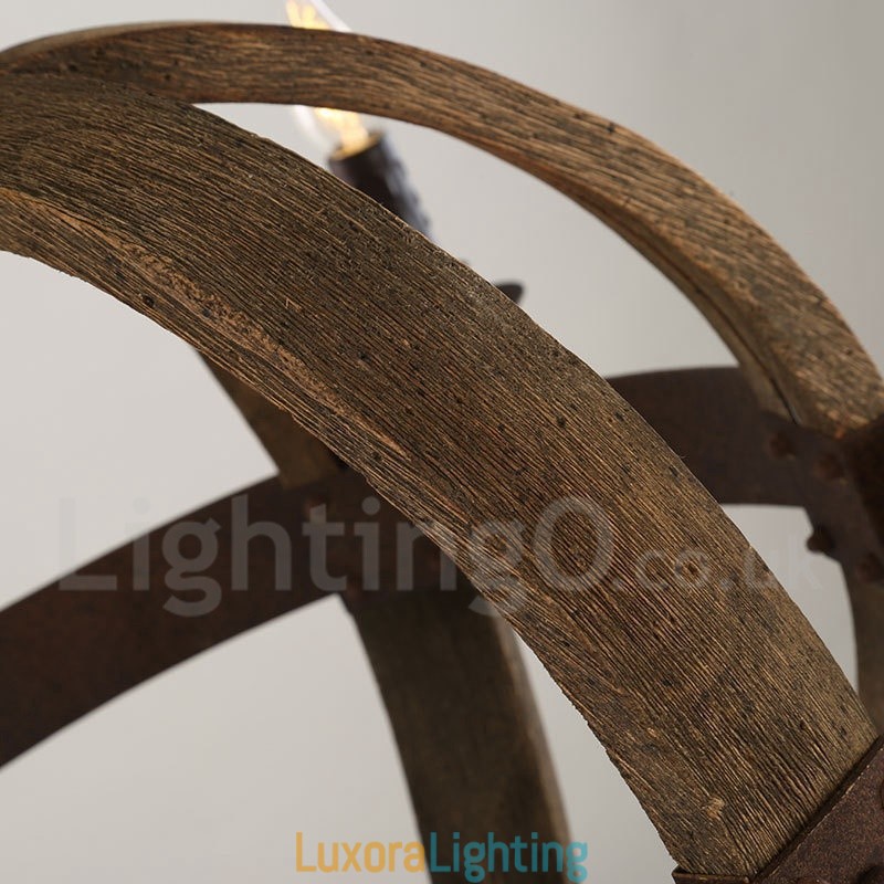 Designer Touch Decorative Country Vintage Wooden 6 Light Chandelier Lamp Light