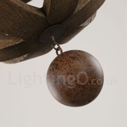 Designer Touch Decorative Country Vintage Wooden 6 Light Chandelier Lamp Light