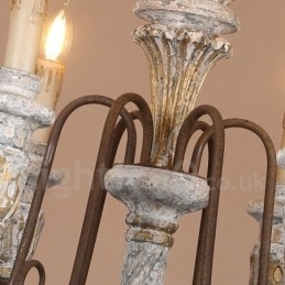 Designer Touch Decorative Country Vintage Wooden 6 Light Single Tier Chandelier for Light