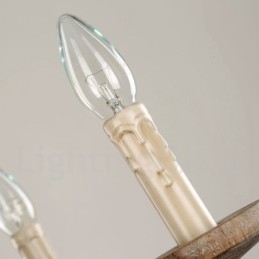 Designer Touch Decorative Country Wooden Vintage 6 Light Single Tier Chandelier Light Wood Lamp