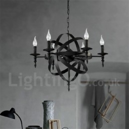 Designer Touch Decorative Retro Vintage Metal 6 Light Single Tier Chandelier Light