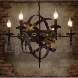 Designer Touch Decorative Retro Vintage Metal 6 Light Single Tier Chandelier Light