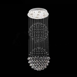 Designer Touch Decorative Pendant Light Modern Crystal Chandelier 5 Lights Silver Canpoy Clear Crystal Globe Ceiling Lamps Fixtures