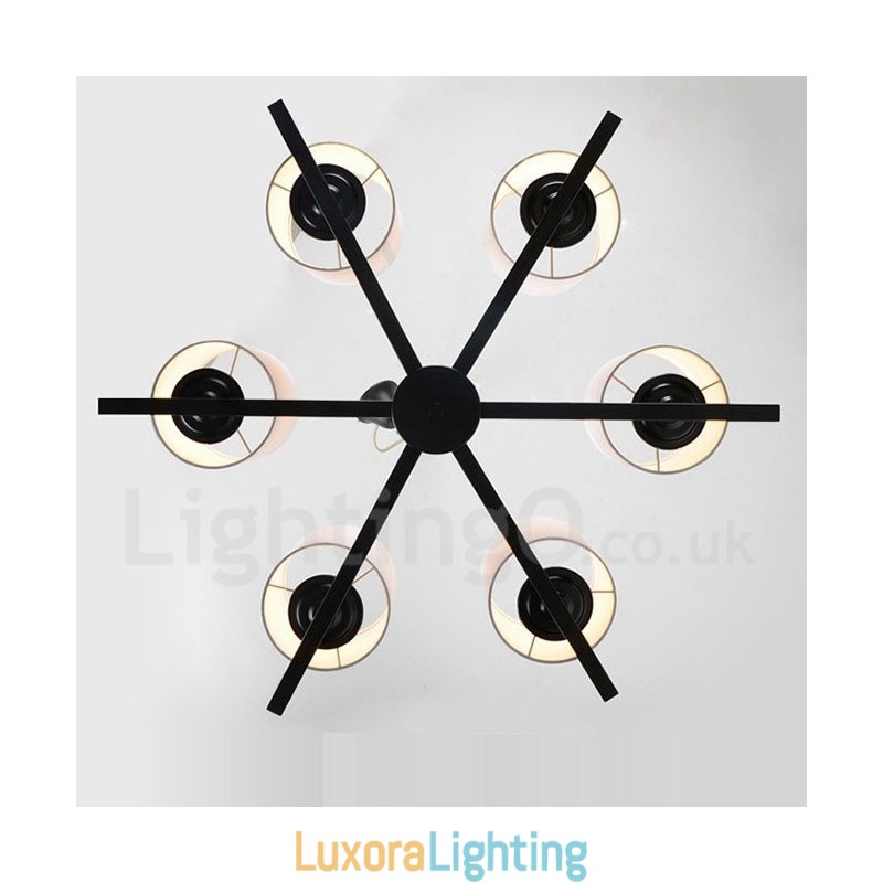 Designer Touch Decorative Modern Contemporary 6 Light Single Tier Chandelier Lamp Light