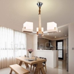 Designer Touch Decorative Wooden Modern Contemporary 3 Light Single Tier Chandelier Lamp