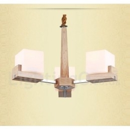 Designer Touch Decorative Wooden Modern Contemporary 3 Light Single Tier Chandelier Lamp