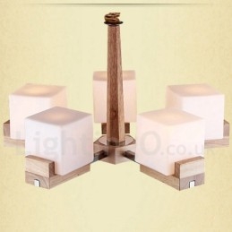 Designer Touch Decorative Wooden Modern Contemporary 5 Light Single Tier Chandelier Lamp
