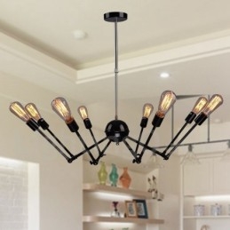 Designer Touch Decorative Black Retro Vintage Metal 8 Light Single Tier Chandelier Light