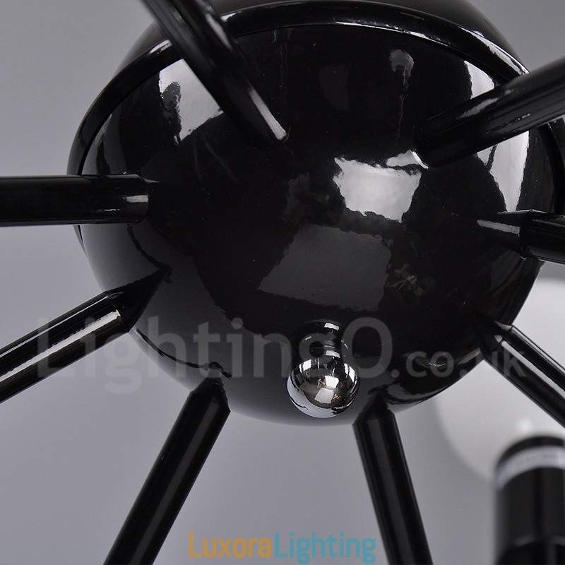 Designer Touch Decorative Black Retro Vintage Metal 8 Light Single Tier Chandelier Light