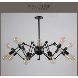 Designer Touch Decorative Black Retro Vintage Metal 8 Light Single Tier Chandelier Light