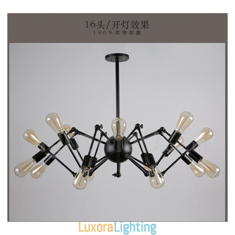 Designer Touch Decorative Black Retro Vintage Metal 8 Light Single Tier Chandelier Light