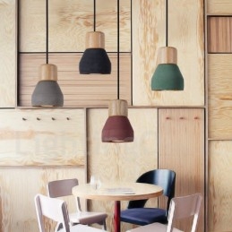 Designer Touch Decorative Single Light Modern Contemporary Multi Colors Wood Concrte Pendant Light
