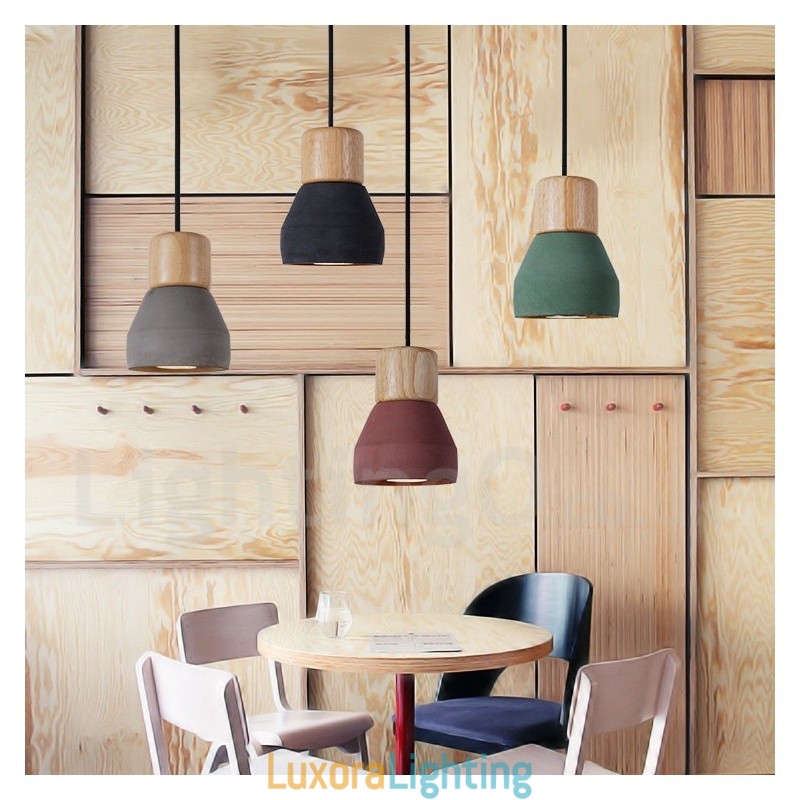 Designer Touch Decorative Single Light Modern Contemporary Multi Colors Wood Concrte Pendant Light
