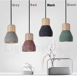 Designer Touch Decorative Single Light Modern Contemporary Multi Colors Wood Concrte Pendant Light