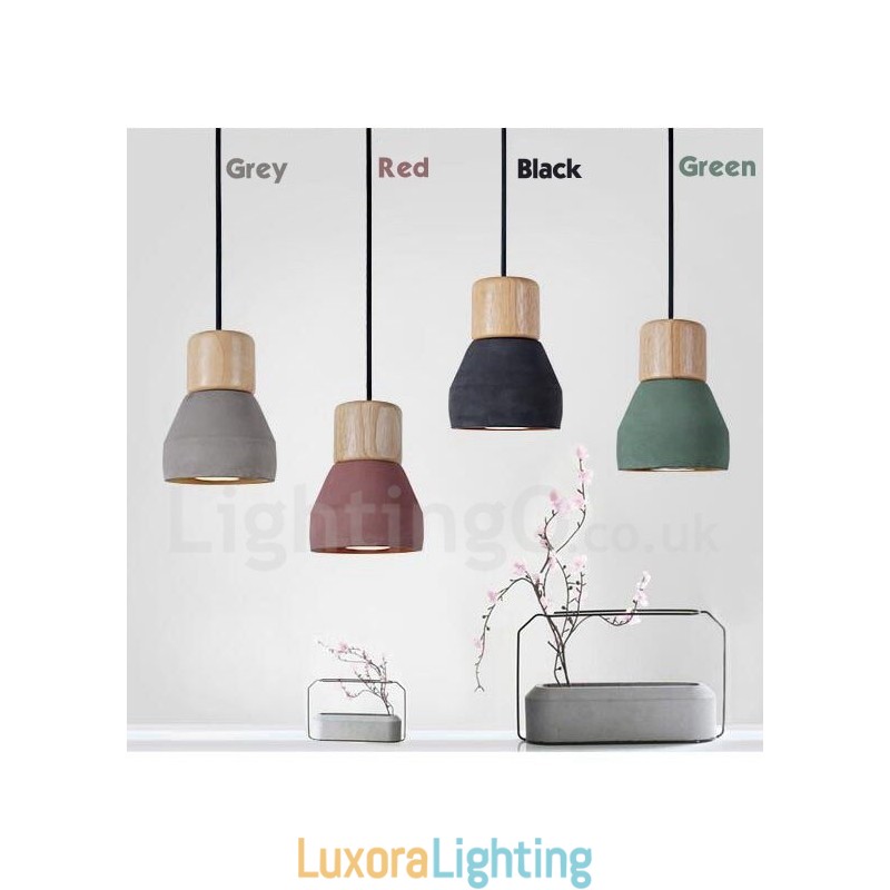 Designer Touch Decorative Single Light Modern Contemporary Multi Colors Wood Concrte Pendant Light