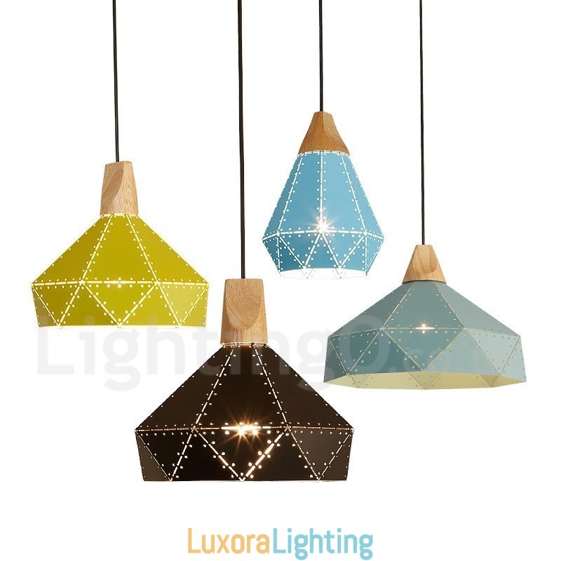 Designer Touch Decorative Wood 1 Light Modern Contemporary Metal Pendant Light