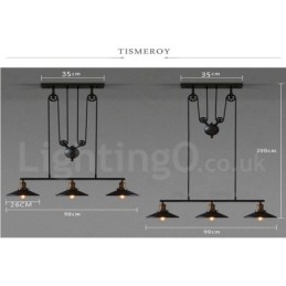 Designer Touch Decorative 3 Light Country Vintage Metal Pendant Light