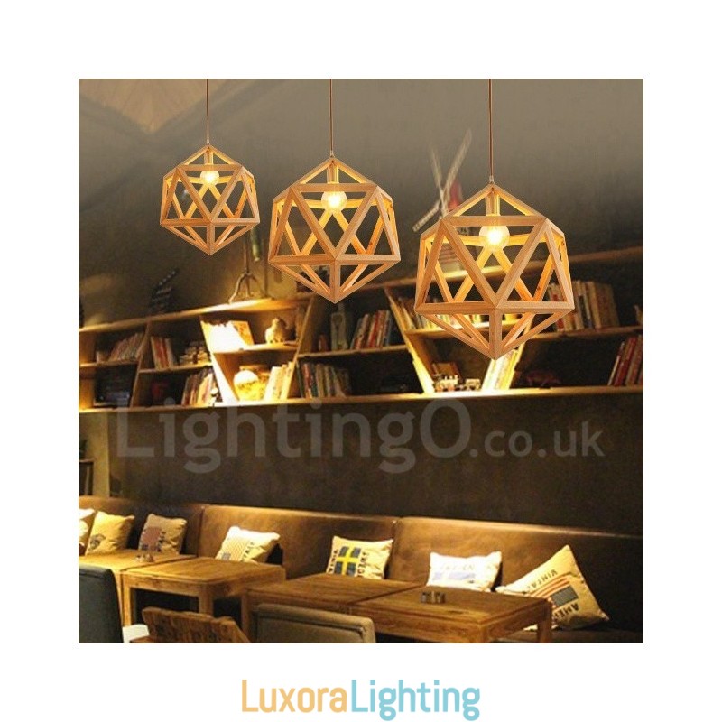 Designer Touch Decorative 1 Light Modern Contemporary Wooden Pendant Light