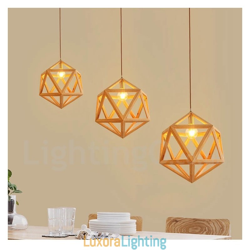 Designer Touch Decorative 1 Light Modern Contemporary Wooden Pendant Light