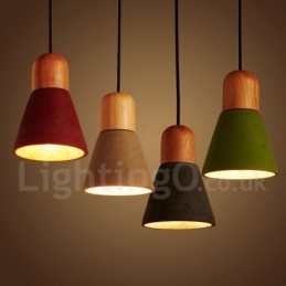 Designer Touch Decorative Modern Contemporary Wood Multi Colors Concrte Pendant Light