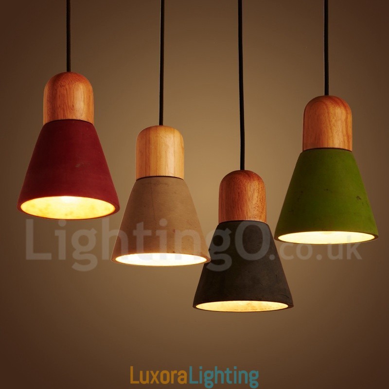 Designer Touch Decorative Modern Contemporary Wood Multi Colors Concrte Pendant Light