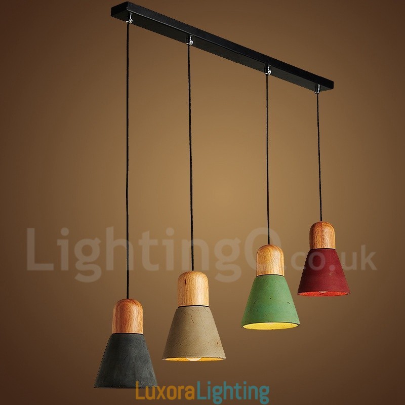 Designer Touch Decorative Modern Contemporary Wood Multi Colors Concrte Pendant Light