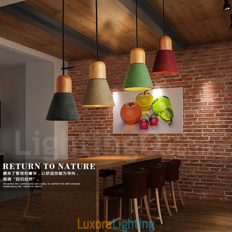 Designer Touch Decorative Modern Contemporary Wood Multi Colors Concrte Pendant Light