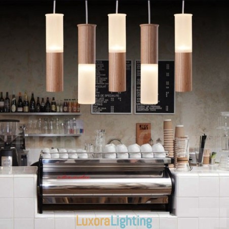 Designer Touch Decorative Modern Contemporary 5 Light Wooden Pendant Light