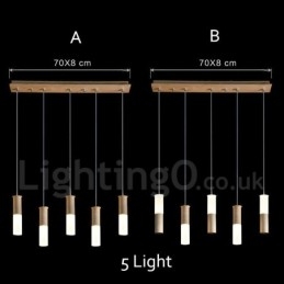 Designer Touch Decorative Modern Contemporary 5 Light Wooden Pendant Light