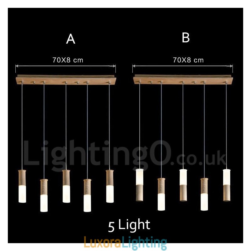 Designer Touch Decorative Modern Contemporary 5 Light Wooden Pendant Light