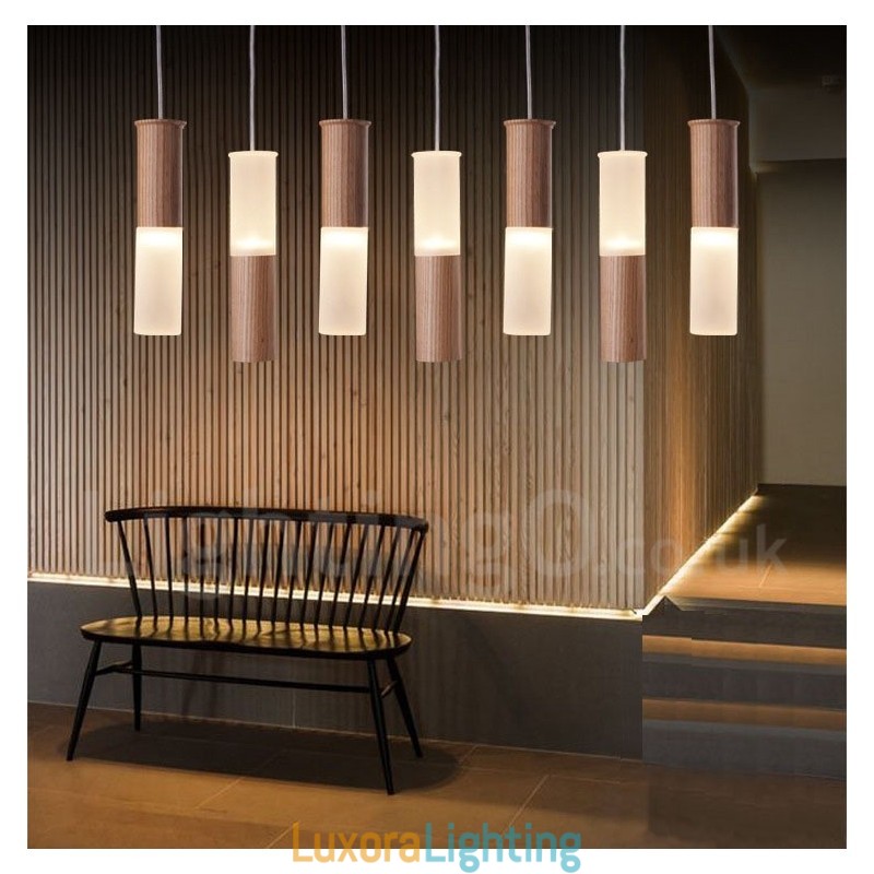 Designer Touch Decorative Modern Contemporary 7 Light Wooden Pendant Light