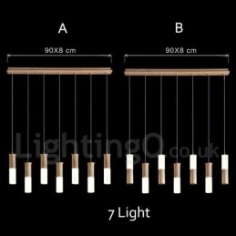 Designer Touch Decorative Modern Contemporary 7 Light Wooden Pendant Light