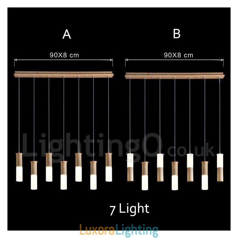 Designer Touch Decorative Modern Contemporary 7 Light Wooden Pendant Light