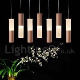 Designer Touch Decorative Modern Contemporary 7 Light Wooden Pendant Light