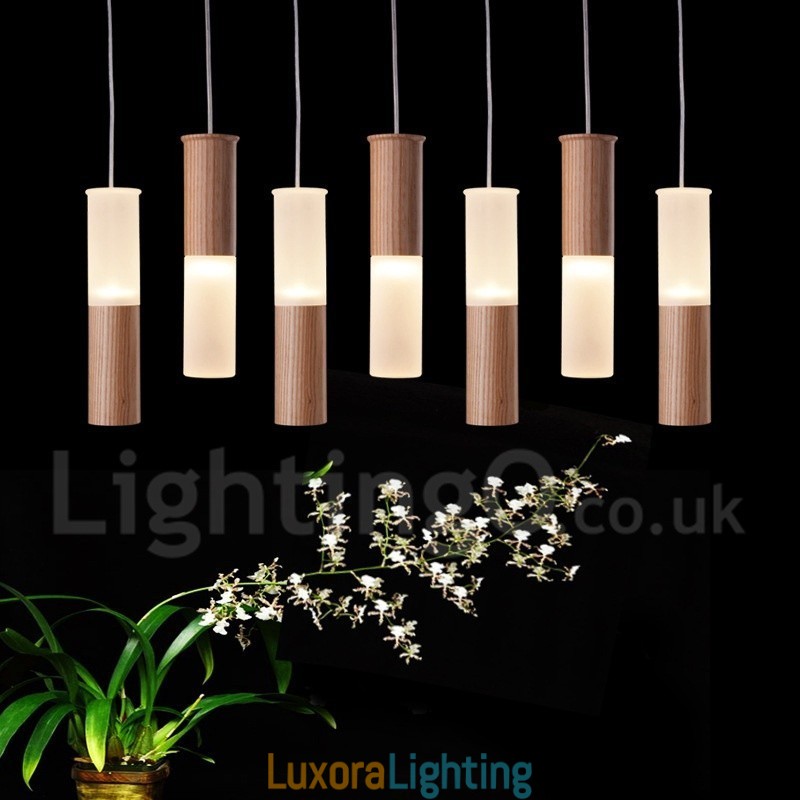 Designer Touch Decorative Modern Contemporary 7 Light Wooden Pendant Light