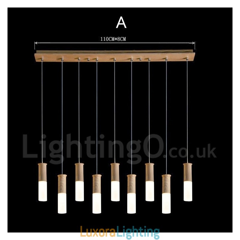Designer Touch Decorative Modern Contemporary 9 Light Wooden Pendant Light