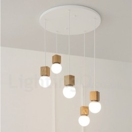 Designer Touch Decorative 5 Light Wood Rustic Lodge Pendant Light