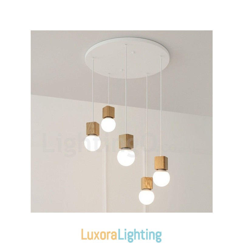 Designer Touch Decorative 5 Light Wood Rustic Lodge Pendant Light