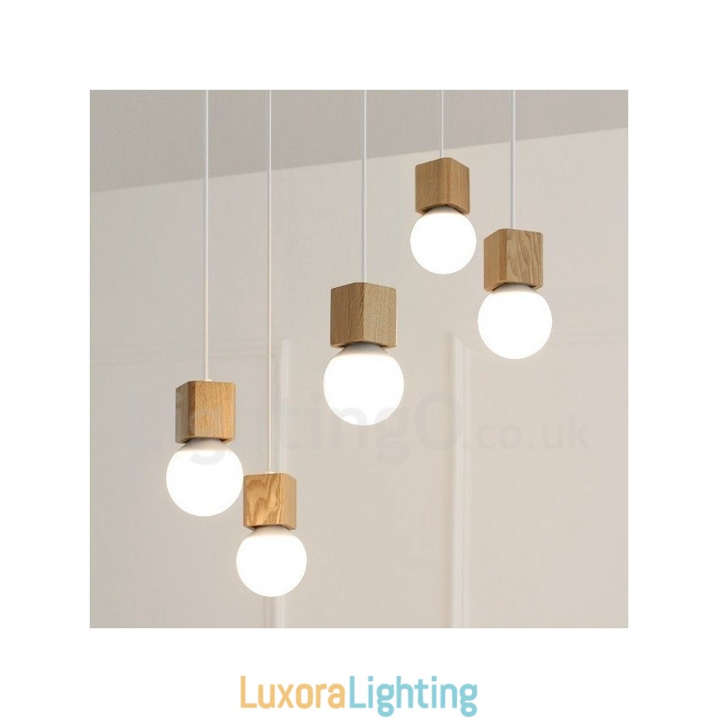 Designer Touch Decorative 5 Light Wood Rustic Lodge Pendant Light